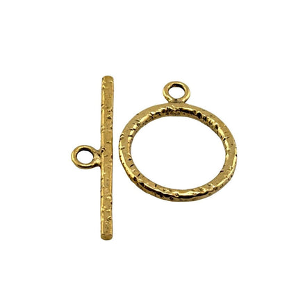 Large Textured Toggle Clasp, Antiqued 18k Gold Plated - AG710