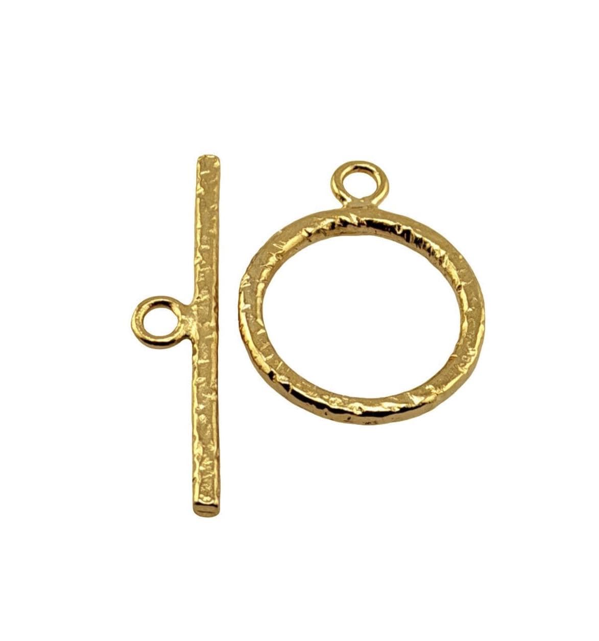Large Textured Toggle Clasp, Satin 18k Gold Plated - ST711