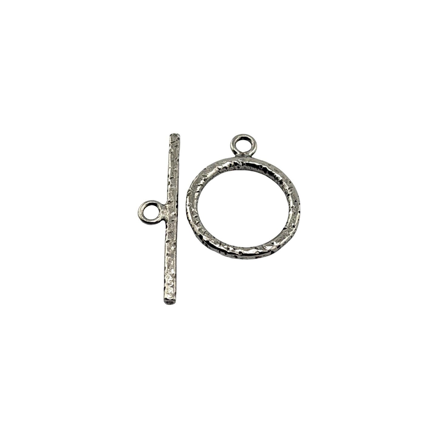 Large Textured Toggle Clasp, Antiqued Pewter - PT712