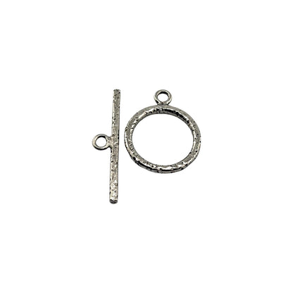 Large Textured Toggle Clasp, Antiqued Pewter - PT712