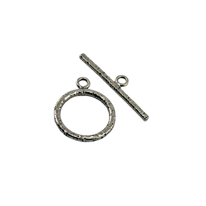 Large Textured Toggle Clasp, Antiqued Pewter - PT712