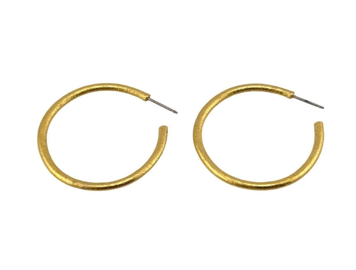 Half Hoop Earrings, Satin 18k Gold Plated - ST714
