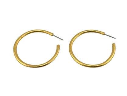 Half Hoop Earrings, Satin 18k Gold Plated - ST714