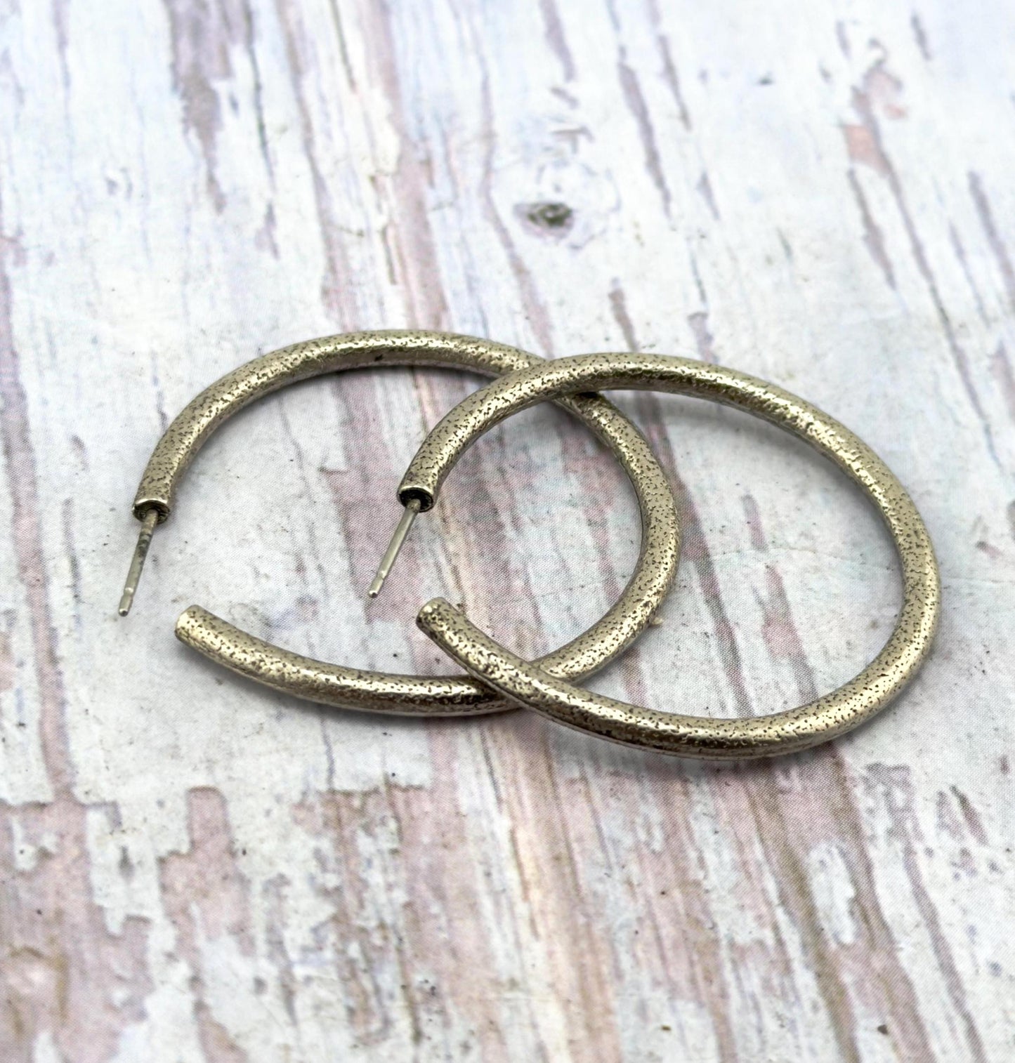 Half Hoop Earrings, Antiqued Pewter - PT715