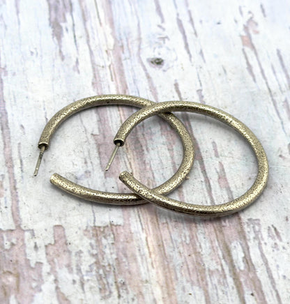 Half Hoop Earrings, Antiqued Pewter - PT715