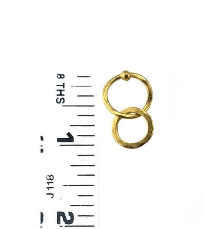 Dangling Interlocking Double Ring Earrings, Satin 18k Gold Plated - ST720