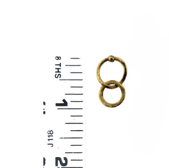 Dangling Interlocking Double Ring Earrings, Antiqued Gold Plated - AG719
