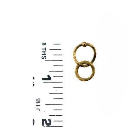 Dangling Interlocking Double Ring Earrings, Antiqued Gold Plated - AG719