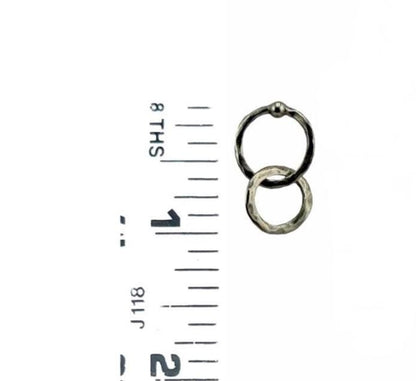 Dangling Interlocking Double Ring Earrings, Antiqued Pewter - PT721
