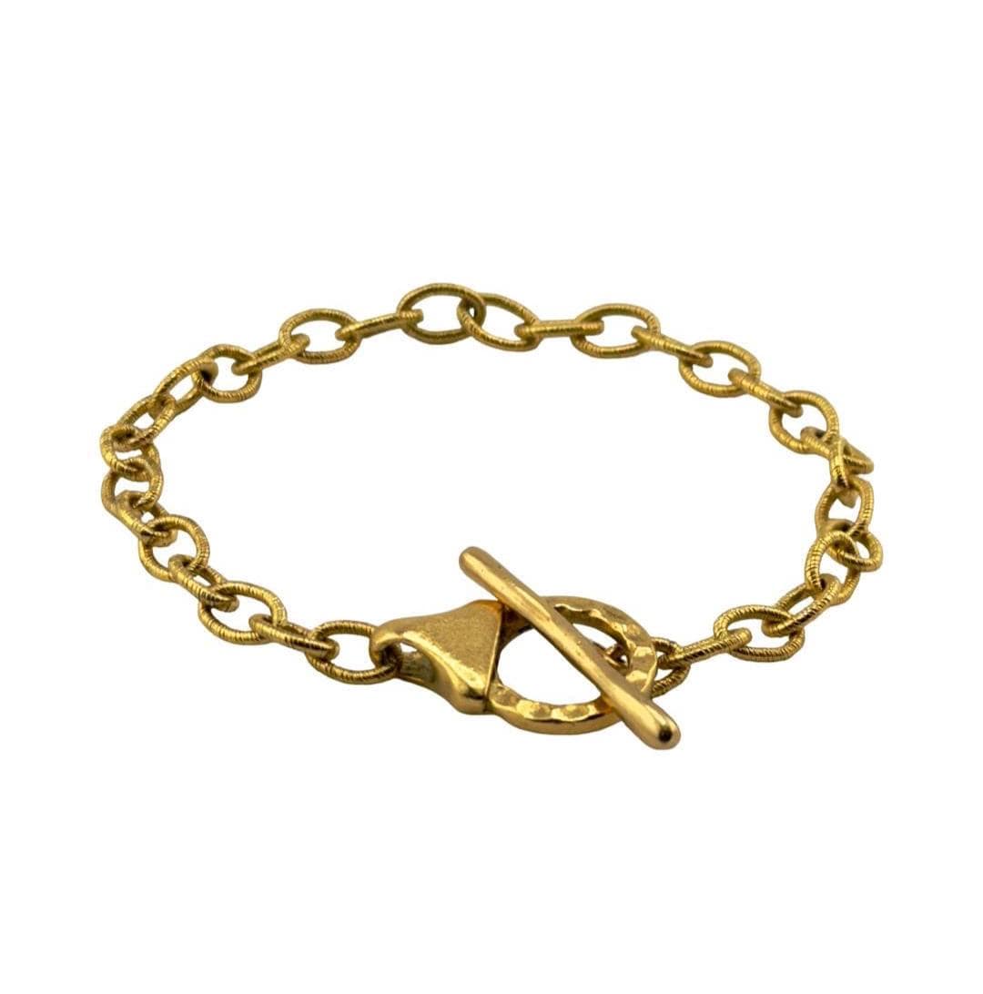 Hammered Chain End Connector & Bar, Antiqued Gold Plated - AG063/A
