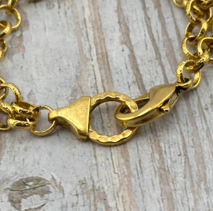Hammered Chain End Connector & Bar, Antiqued Gold Plated - AG063/A