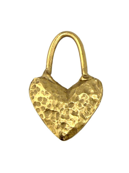 Chunky Hammered Heart Charm Toggle, Antiqued 18K Gold - AG093/A