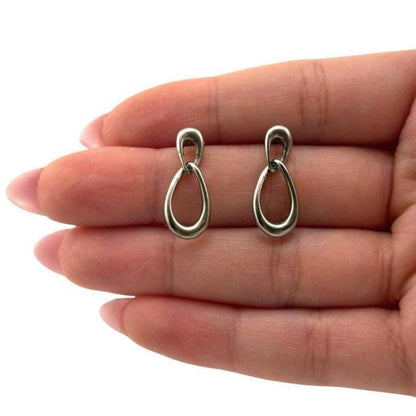 Modern Teardrop Earrings, Antiqued Pewter - PT724