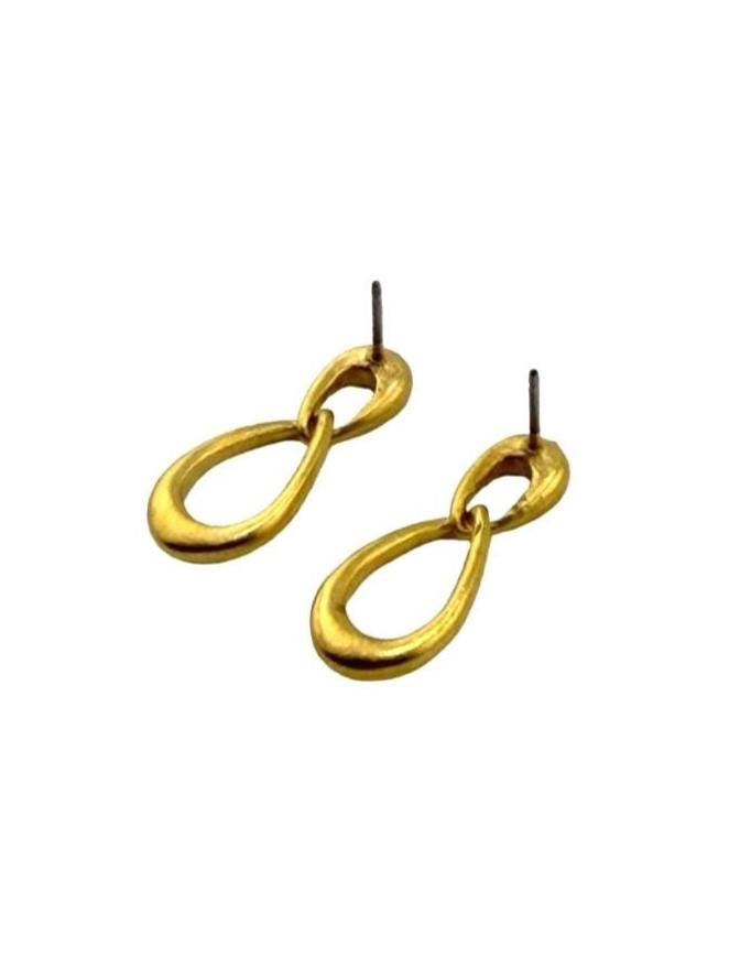 Modern Teardrop Earrings, Satin Gold Plated - ST723