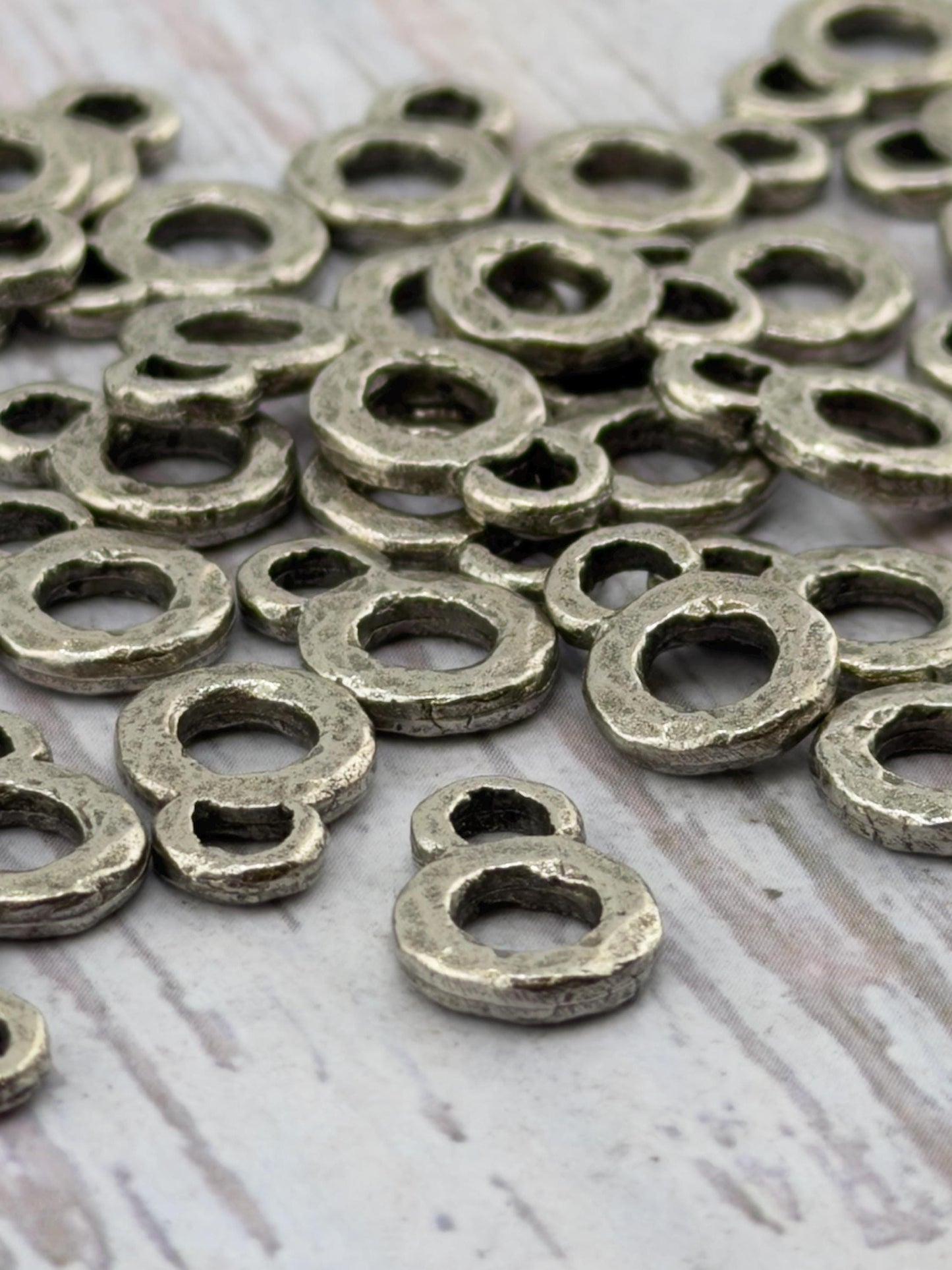 Tiny Double Loop Connectors (2 count), Antiqued Pewter - PT451