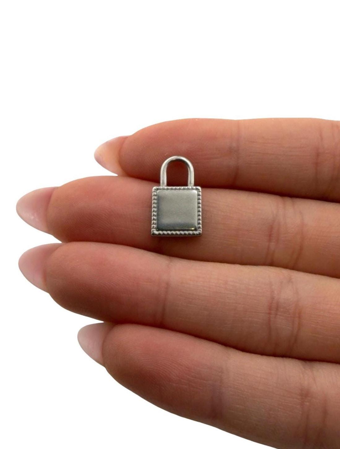 Small Padlock 304 Stainless Steel Charm, Non Tarnish,DIY Jewelry Making Supplies,Silver Components, Small Findings, Pendants, Locket, SS101