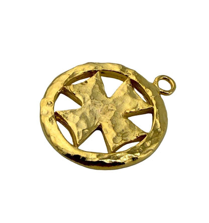 Large Cross Pendant, Satin 18k Gold Plated - ST744