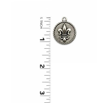 Royal Crown & Fleur-de-Lis Double Sided Coin Charm, Antiqued Pewter - PT504