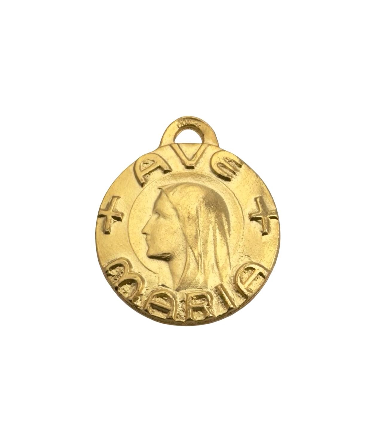 Mary Our Lady of Lourdes Ave Maria Medal, Satin Gold Plated - ST280