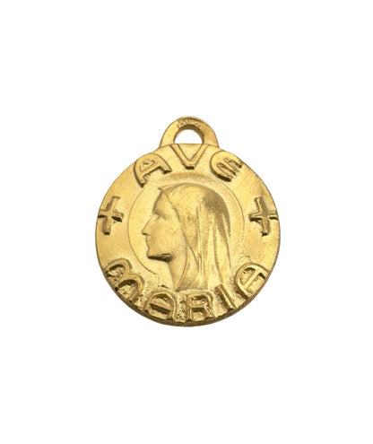 Mary Our Lady of Lourdes Ave Maria Medal, Satin Gold Plated - ST280