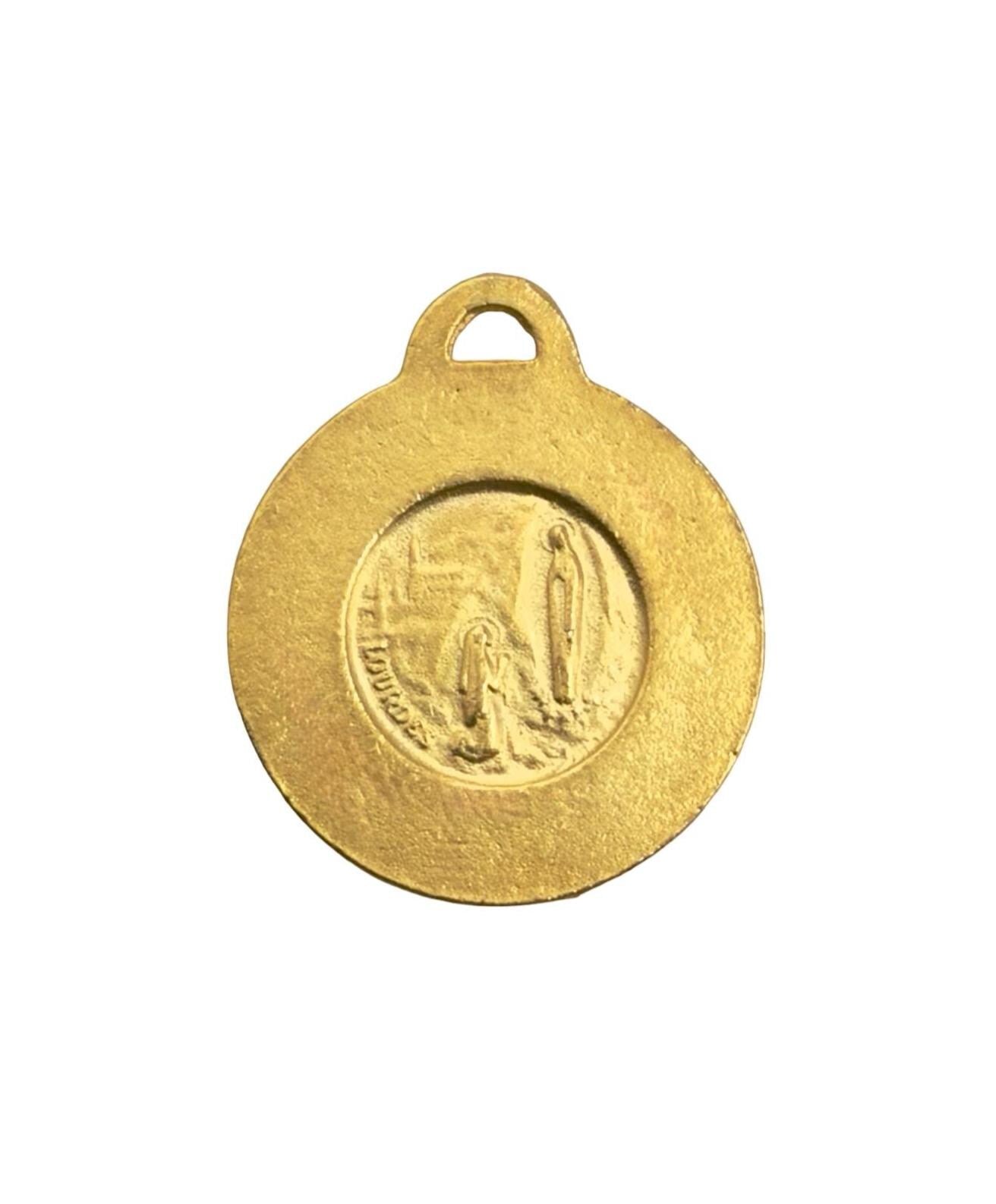 Mary Our Lady of Lourdes Ave Maria Medal, Satin Gold Plated - ST280