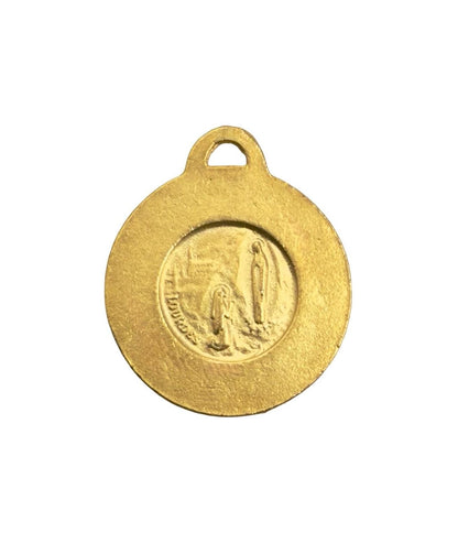 Mary Our Lady of Lourdes Ave Maria Medal, Satin Gold Plated - ST280