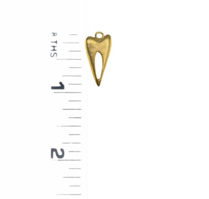 Elongated Skinny Heart Charm with Center Cutout, Antiqued Gold Plated - AG728
