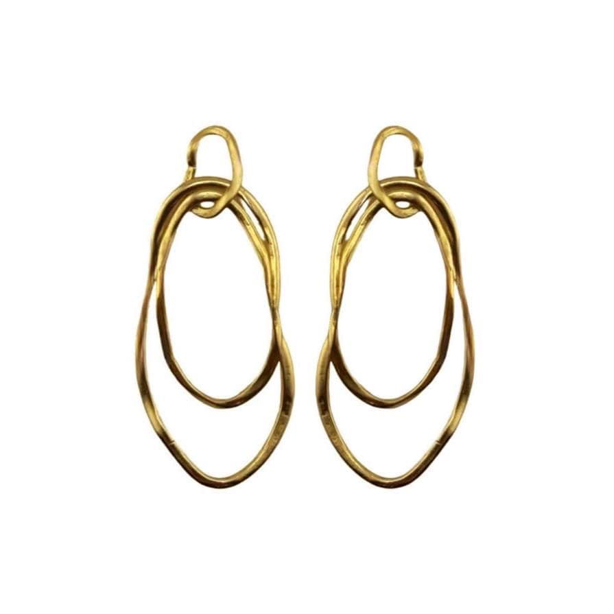 Double Irregular Loop Pendant, Antiqued Gold Plated - AG749