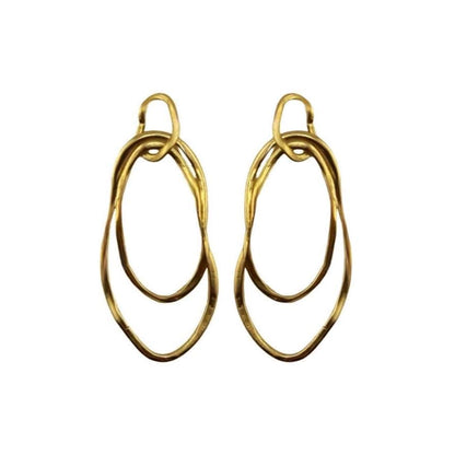 Double Irregular Loop Pendant, Antiqued Gold Plated - AG749