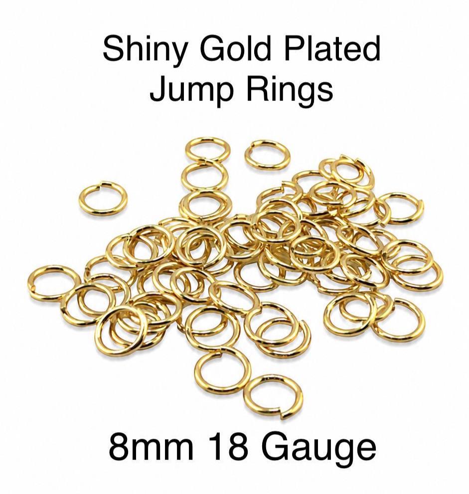 8mm 18 Gauge Heavy Duty Jump Rings (20 Count), Shiny 18k Gold Plated - G051-JR