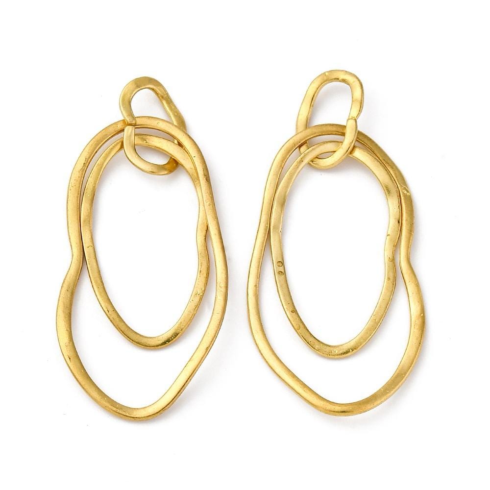 Double Irregular Loop Pendant, Satin 18k Gold Plated - ST750