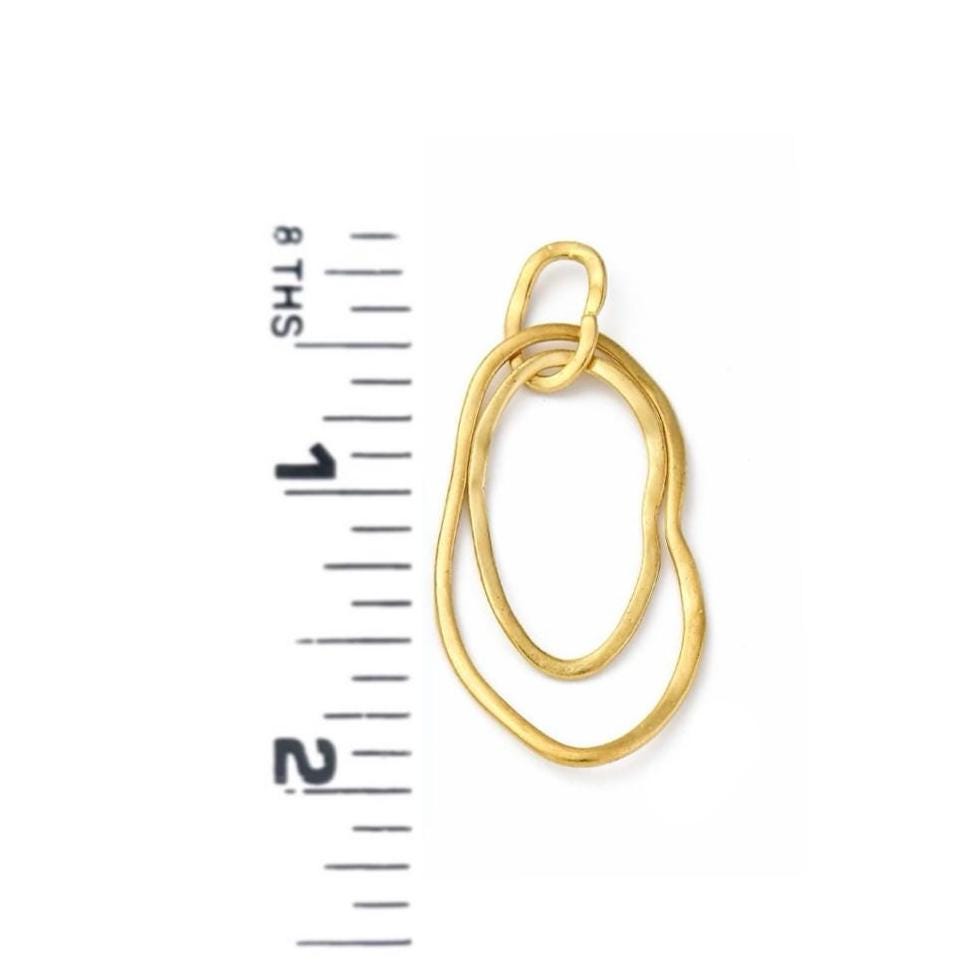 Double Irregular Loop Pendant, Satin 18k Gold Plated - ST750