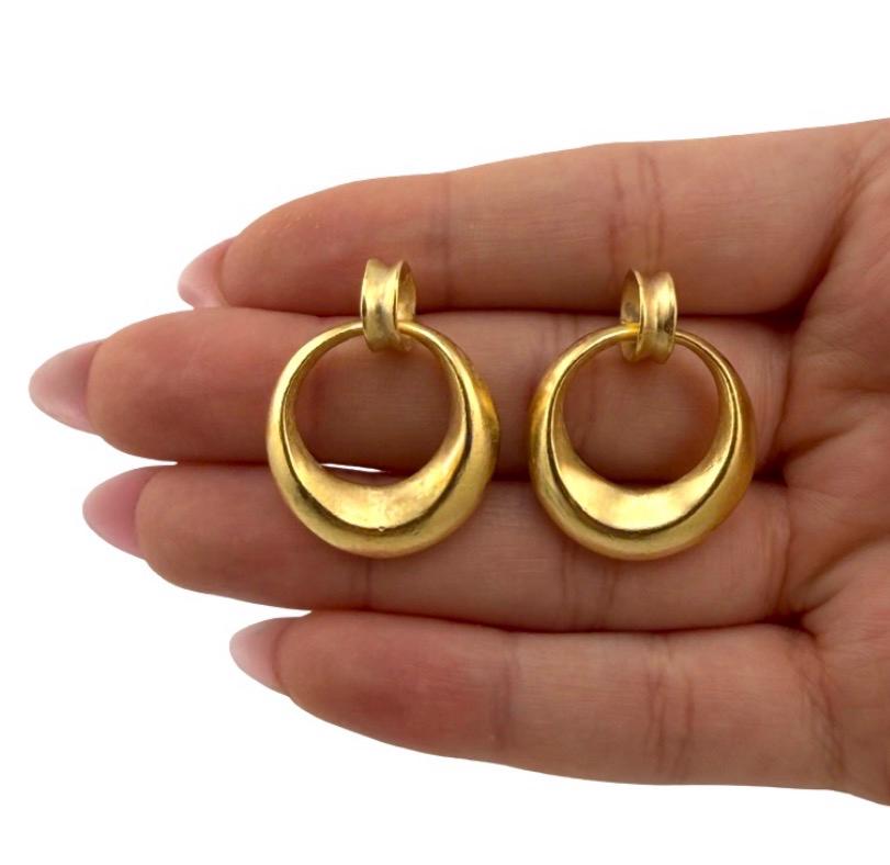 Open Circle Stud Earrings,Satin 18k Gold Plated - ST717
