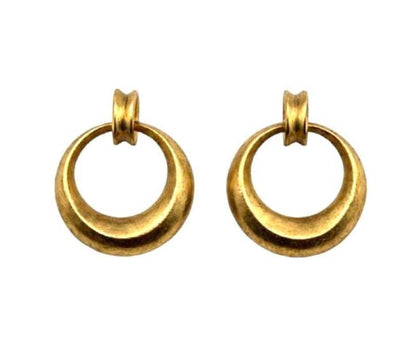 Open Circle Stud Earrings, Antiqued 18K Gold Plated - AG716