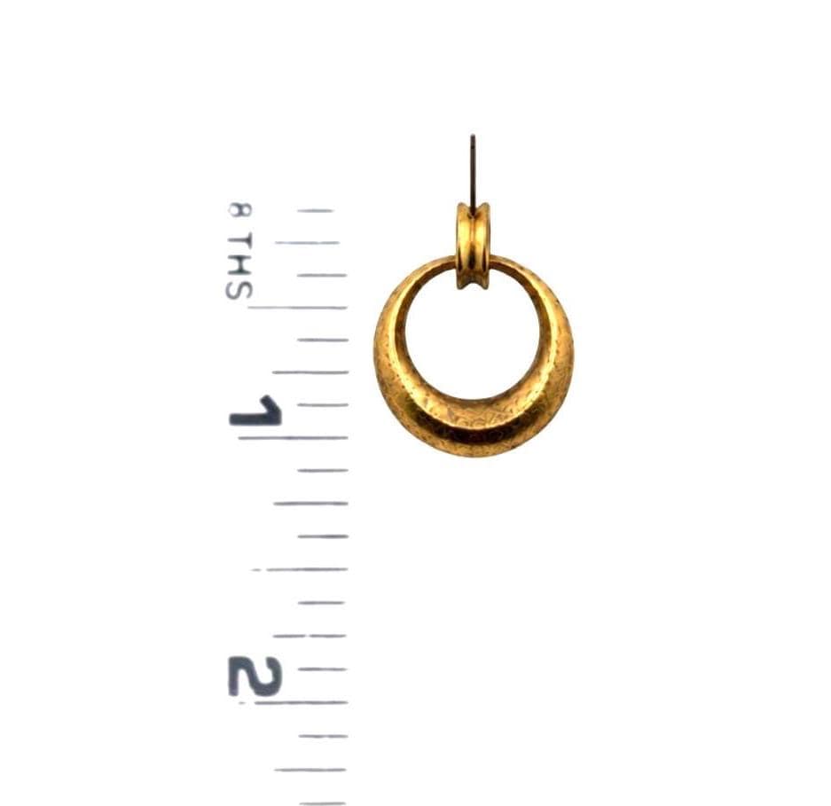 Open Circle Stud Earrings, Antiqued 18K Gold Plated - AG716