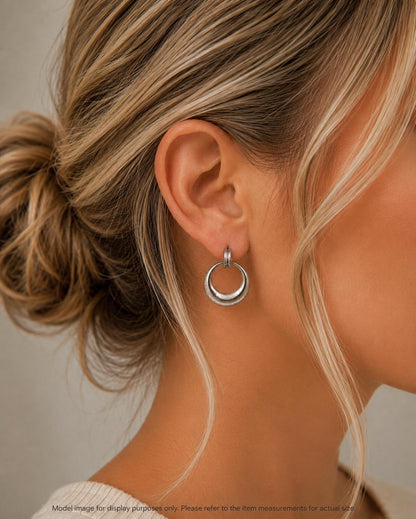 Open Circle Stud Earrings, Antiqued Pewter, PT718