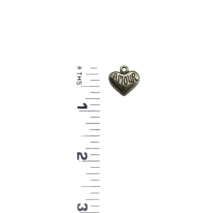 Amour Tiny Heart Charm, Antiqued Pewter - PT758