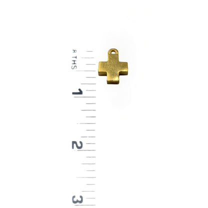 Square Small Cross Charm, Satin 18k Gold Plated, Boho Findings, Christian Charms, DIY Jewelry Making Supplies,Catholic Cross Pendants, ST756