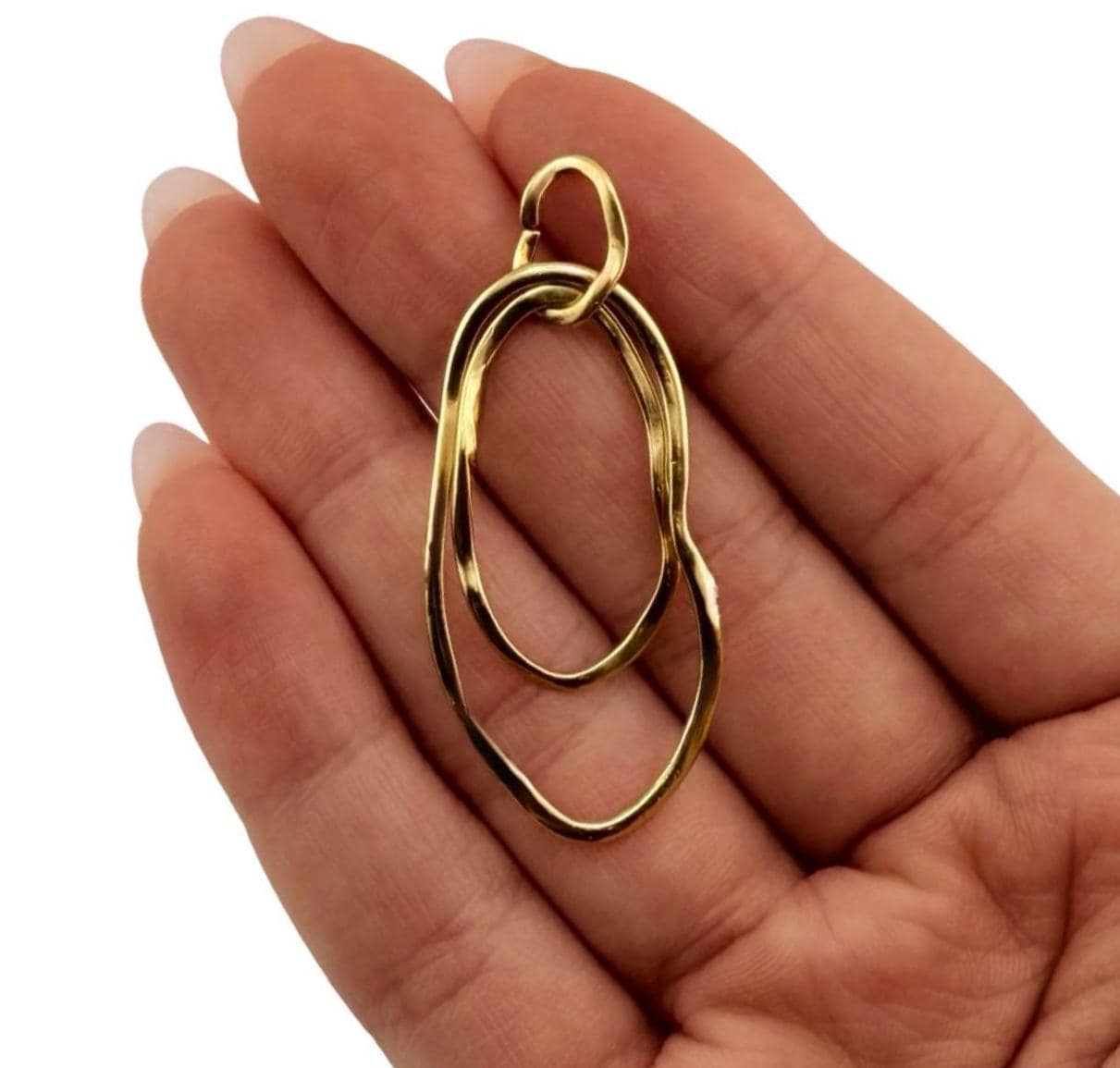 Double Irregular Loop Pendant, Antiqued Gold Plated - AG749