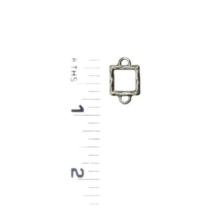 Hammered Square Connector w/ Double Side Loops, Antiqued Pewter - PT442