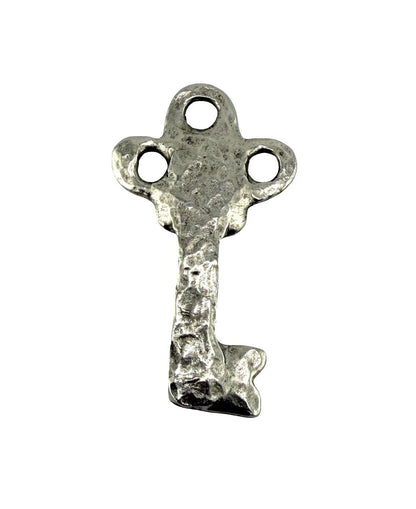 Hammered Key Charm, Antiqued Pewter - PT425
