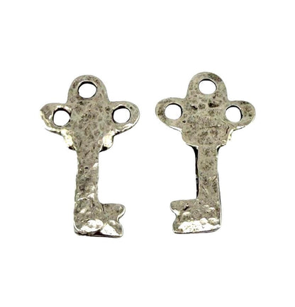 Hammered Key Charm, Antiqued Pewter - PT425