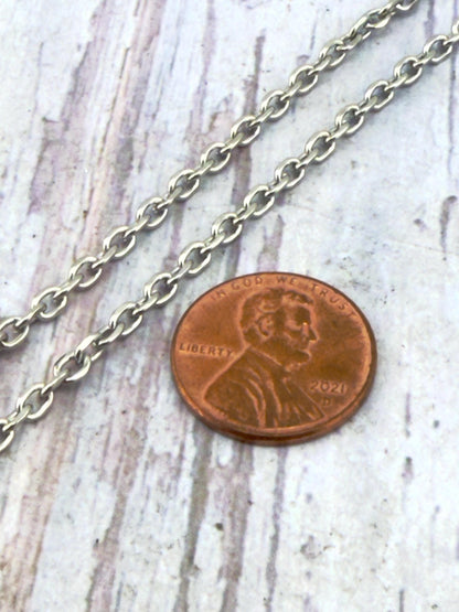 3 FT - Dainty Textured Chain, Stainless Steel