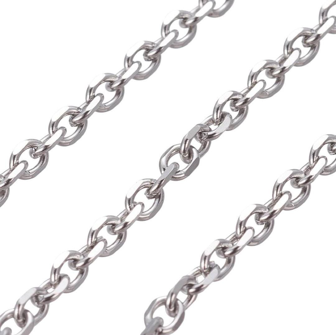 3 FT - Dainty Textured Chain, Stainless Steel