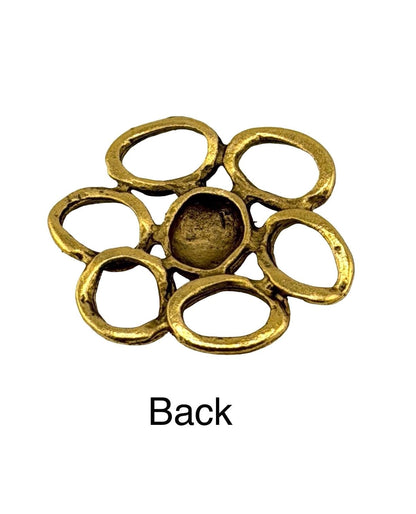 Large Flower Pendant, Antiqued Gold Plated - AG151