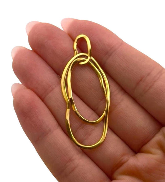 Double Irregular Loop Pendant, Satin 18k Gold Plated - ST750