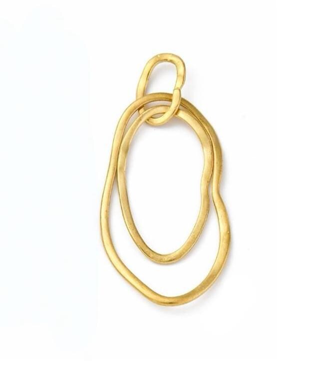 Double Irregular Loop Pendant, Satin 18k Gold Plated - ST750