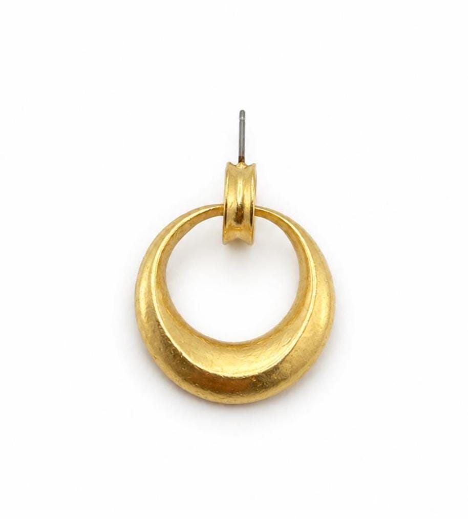 Open Circle Stud Earrings,Satin 18k Gold Plated - ST717
