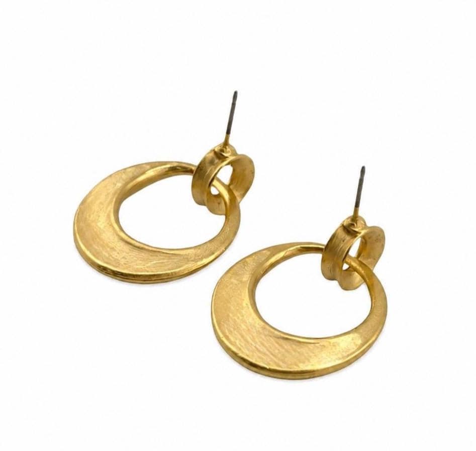 Open Circle Stud Earrings,Satin 18k Gold Plated - ST717