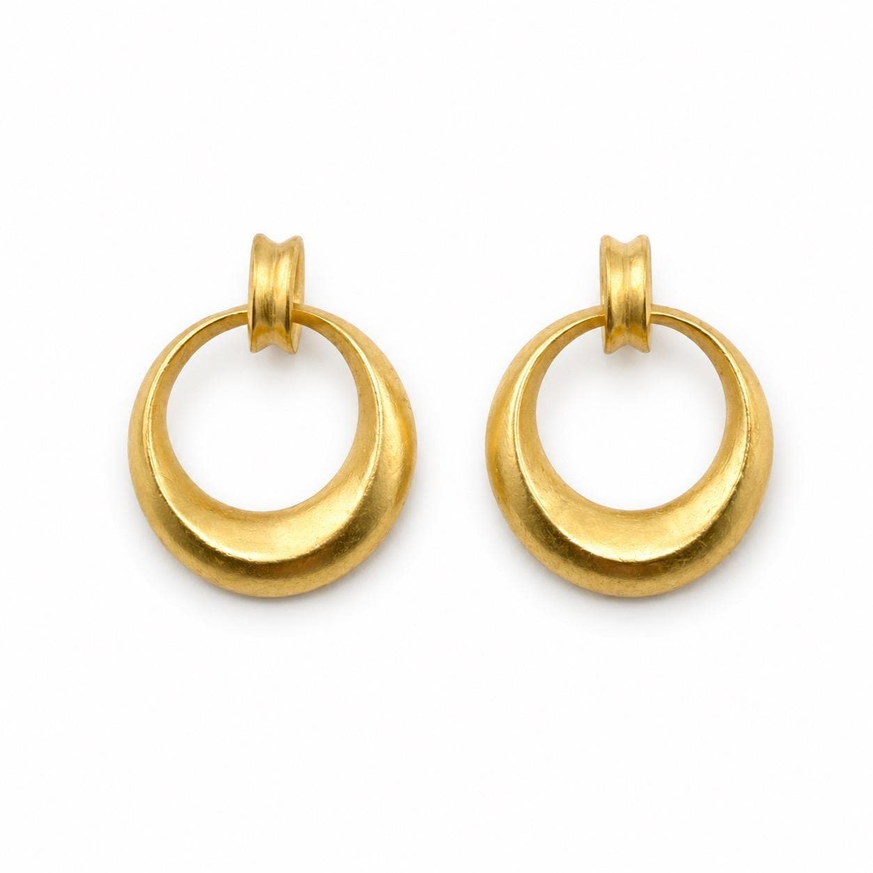 Open Circle Stud Earrings,Satin 18k Gold Plated - ST717